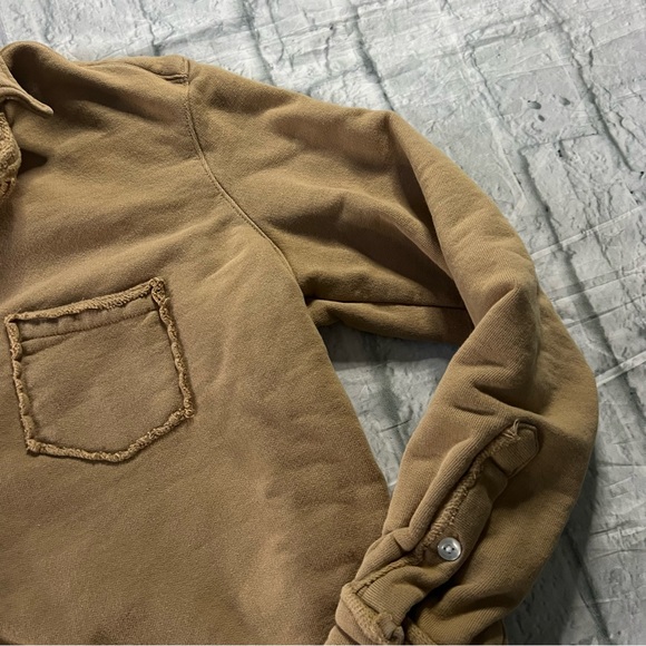 Frank & Eileen Sweatshirt Triple Fleece Button Up Camel - Picture 5 of 12